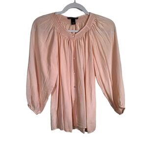 Victoria's Secret SILK Smocked Pink Blouse Top